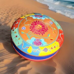 Duncan Ent Hand Painted Ceramic 9.5"Trinket Box Sun Flower Folk Art By the Bay